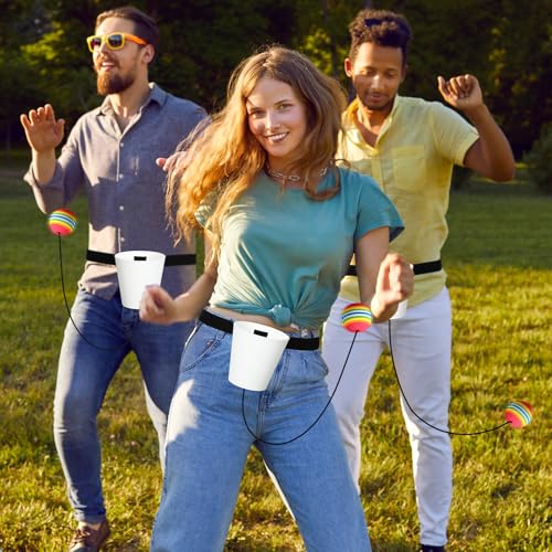 Soulchen 6 Set Swing Away Party Game Fun Catch Ball in Cup Twerk Ball Game Fun Games for Adults Party Graduations Funny Bachelor Night Wedding Birthday Christmas Family Games (White) - color: White