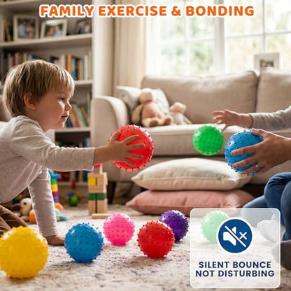LOVEINUSA 8PCS Bounce Balls with Pump, 7 inch Spiky Massage Sensory Balls for Kids Party Favors