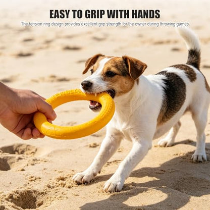 Outdoor Fitness Dog Toy Training Ring Floating Traction Toy Round Dog Pull Ring Interactive Game Tool, Suitable for Small and Medium-Sized Dogs (Yellow, Small) - size: Small