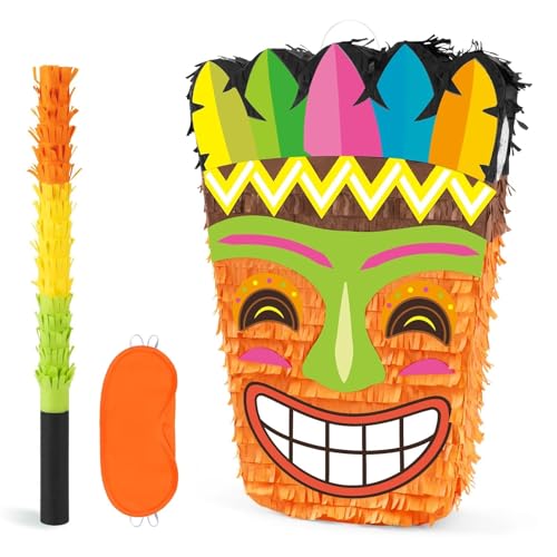 Wernnsai Tropical Hawaii Piata with Blindfold and Bat for Girls & Boys - Hawaiian Luau Themed Party Decoration - style: Aloha