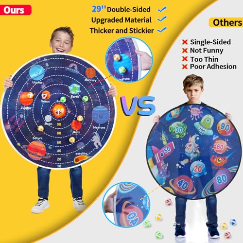 2 in 1 29" Large LED Dart Board for Kids, Kids Dart Board with LED Sticky Balls for Boy Toys, Indoor & Outdoor Sport Fun Party Kids Toys Games,Birthday Gifts for 4-12 Year Old Boys&Girls - style: Universe
