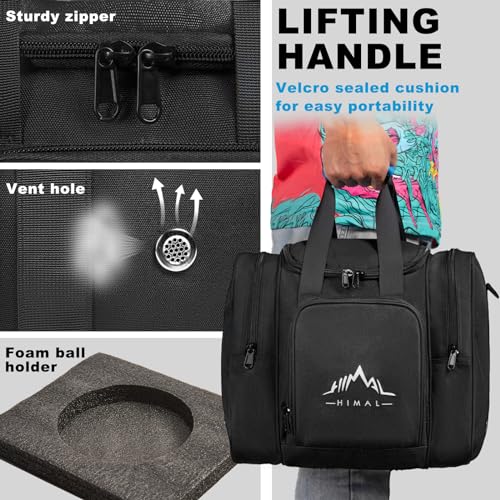 Himal Bowling Ball Bag for Single Sphere - Bowling Ball Tote Bowler's Bag with Padded Sphere Holder - Fits Bowler's Shoes Up to Mens Size 14 - color: Black