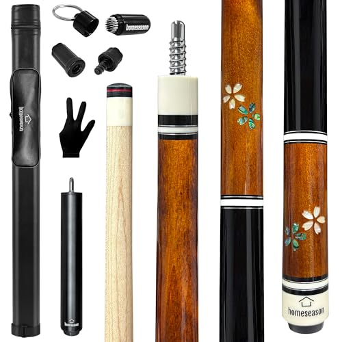 HomeSeason Pool Cue Stick 58" Professional Billiard Canadian Maple Pool Stick with Leather Case & 13mm Tip, 18/19/20/21oz for Adults Pro Player - color: 20oz(Brown)