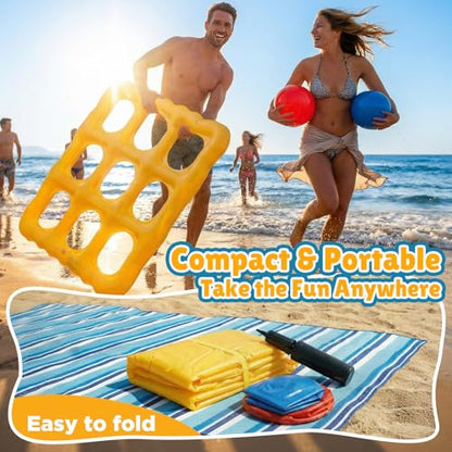 Pool Toys Inflatable Tic-Tac-Toe Game Giant Outdoor Floating Game with 10 Balls Swimming Pool Games for Kids Adults Family 2-10 Players Yard Pool Beach Lawn Camping
