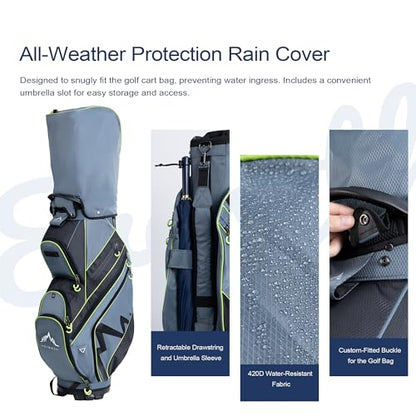 uniHimal 14-Way Golf Cart Bag with Organizer Divider & Rain Cover - color: Foggy Blue