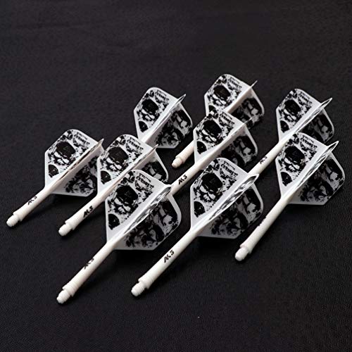 CUESOUL 3 Sets Integrated Dart Shaft and Flights,Dart Shaft Length 21mm/28mm/33mm - color: Shaft Length 21mm+28mm+33mm-Big Wing Shape-Green Skull
