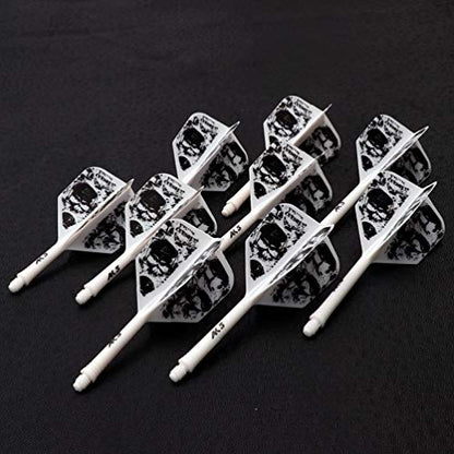 CUESOUL 3 Sets Integrated Dart Shaft and Flights,Dart Shaft Length 21mm/28mm/33mm - color: Shaft Length 21mm+28mm+33mm-Big Wing Shape-Green Skull