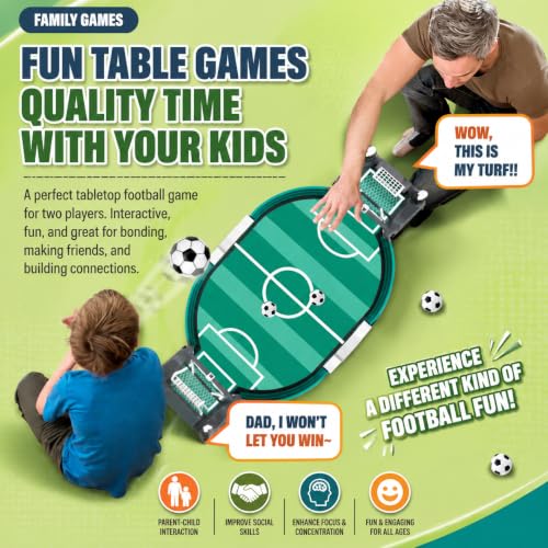 Football Table Interactive Game, Mini Tabletop Soccer Pinball Games Set with 4 Balls, for Foosball Pinball Kids Adults Interactive Game Room Family Night, Green (16.8inch) - color: 42cm