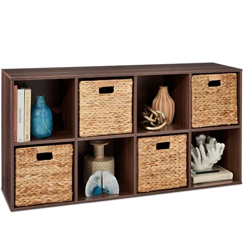 Best Choice Products 8-Cube Storage Organizer, 11in Shelf Opening, Bookcase, Display Shelf, Customizable w/ 3 Removable Back Panels – Walnut - color: Walnut, size: 8-Cube, 11in Shelf Opening, No Legs