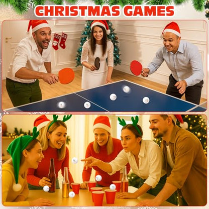 Soulchen 24 Pcs Table Tennis Balls Plastic Novelty Table Tennis Stress Props 40 mm for Party Playing Beach Decor Beer Game Party Favors - style: Winter