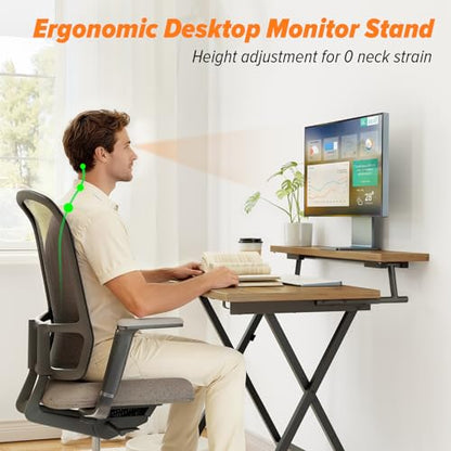 WOHOMO Folding Computer Desk with Adjustable Height, 23.6" x 31.5" x 25.6" Foldable Table with Monitor Stand, Small Office Desk for Bedroom, Space Saving Desk for Home Office, Easy Assemble, Walnut - color: Walnut