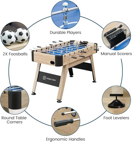IDEALHOUSE 54 Inch Full Size Foosball Table, Soccer Table Game for Kids and Adults, Arcade Table Soccer for Home, Indoor Game Room Sport, Easy Assembly.