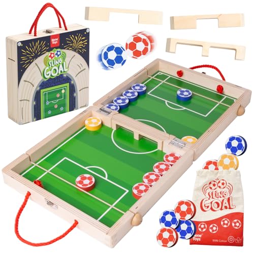 Nene Toys Sling Goal, Wooden Sling Puck Game for Kids & Adults – Fast-Paced Family Board Game for Kids 4+ Years – Portable Travel Yard Game – Indoor Outdoor Fun – Gift for Boys & Girls