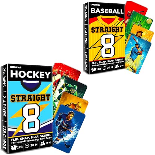 QUOKKA Hockey & Baseball Card Game Set – 2 Sports Games for Kids & Adults