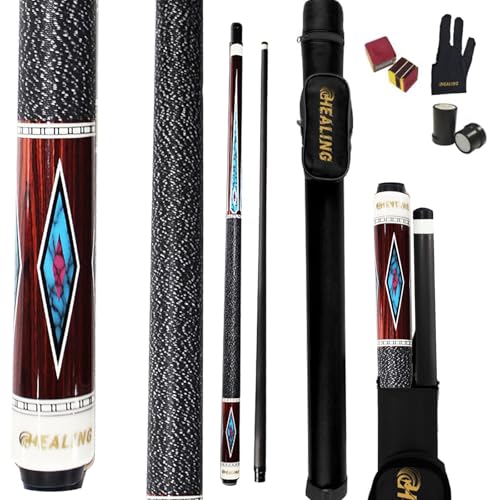 Carbon Fiber Pool Cue – 12.9mm, 14mm and 12.4mm, 2-Piece Billiard Cue Stick for Women/Men, Professional Break Cue for Snooker, 8-Ball, 9-Ball, Home & Club Use - color: Red