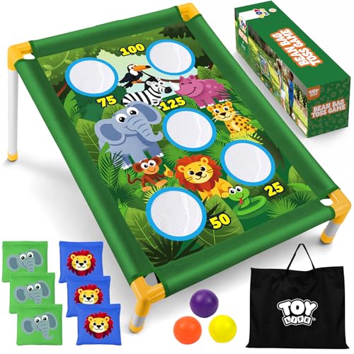 TOY Life Bean Bags Toss Carnival Games, Cornhole, Outdoor Toys for Kids Ages 4-8, Backyard Game Sports & Outdoor Play, Outside Toys Ages 5-7, Family Lawn Yard Games Birthday Party, Gift for Boys - color: Jungle Bean Bag Toss Games
