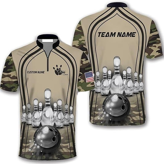 GABITA Personalized Bowling Jerseys for Men, Custom Bowling Shirts, Funny Bowling Shirts Gift for Bowler Team Player - color: A10