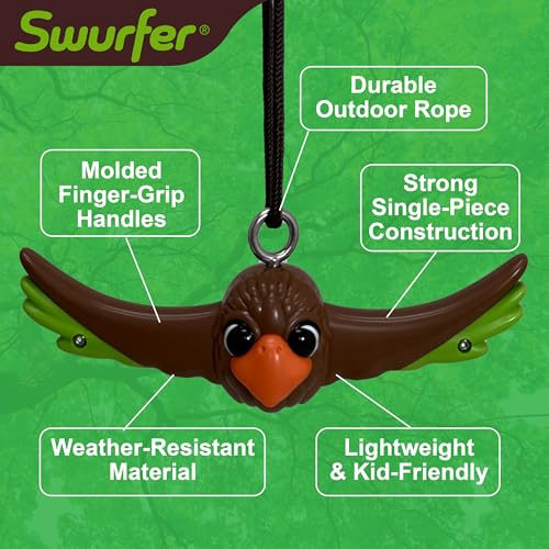Swurfer Ninja Twister Swing Spins Set - 360° Twist Spin Toy, Swing Set Accessories for Backyard, Kids Outdoor Toys, Playground Hang Toys, Easy Install, Adjust Height, Durable, Up to 300lbs, Hawk - style: Hawk