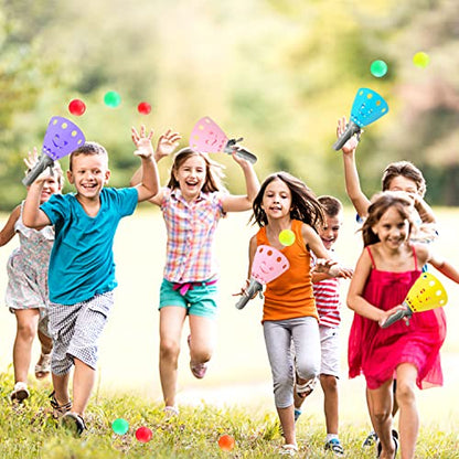 24Pcs Pop-Pass-Catch Ball Game with 8 Catch Launcher Baskets 16 Balls,Outdoor Indoor Game Activities,Lawn Games Beach Sport Toys for Party Favor,Kids 4 5 6 7 8 9 10+