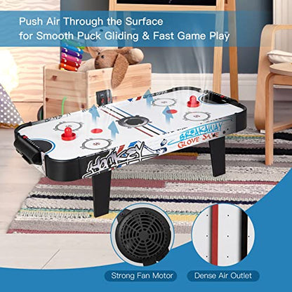 GYMAX Air Hockey Table, 42” Table Top Air Hockey with 2 Pucks, 2 Pushers, LED Scoreboard, Mini Air Hockey Arcade Table Game Room, Dorm Room, Club, Family Recreation Game