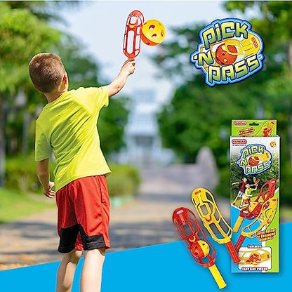 Duncan Toys Pick ’N Pass - Outdoor/Indoor Game Activities for Kids, Pop-Pass-Catch Ball Game w/Long Hurler, 2 Catcher and a Ball, Fun Outdoor Toy and Gift for Kids