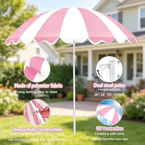 Water Table Umbrella, UV Protection Beach & Picnic Table Umbrella, Heavy Duty Portable Outdoor Shade for Sand Play, Camping, Garden & Backyard. - color: Pink-Umbrella