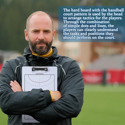 Joyeee Handball Coaches Clipboard, 13.7 x 8.7 Inch Double Sided Dry Erase Handball Whiteboard, Coaching Board Equipment Included Black Markers, Pen and Eraser - style: Handball whiteboard