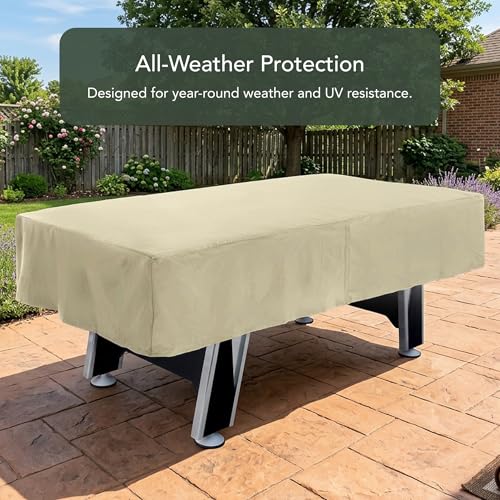 Covermates Elite Air Hockey Table Cover – Water-Resistant, All-Weather Game Table Protector with Touch Fastener Closures, Durable Polyester Indoor Outdoor Cover, 84W x 44D x 15H, Khaki