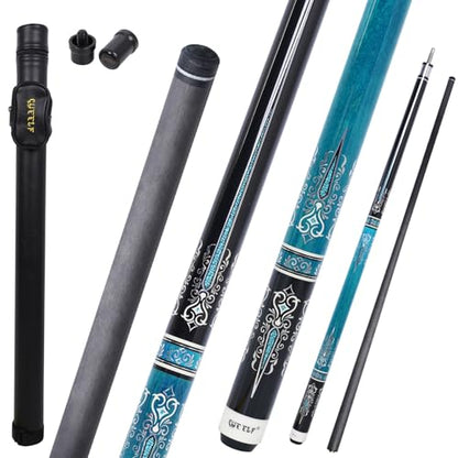 CUEELF Carbon Fiber Pool Cue 2 Pieces Cue Stick with 12.5mm Tip Professional Low Deflection Billiard Pool Sticks with 3/8 * 8 Pin Joint - color: Black+Blue