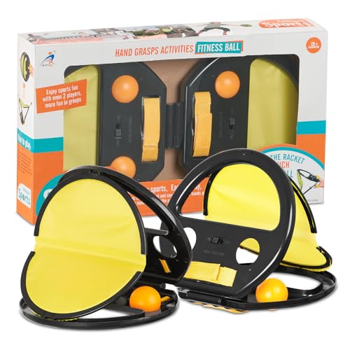 Velcro Toss and Catch Game Set, 2024 Upgrade with Launchers and 2 Balls, Outdoor Games for Kids Aged 3-12, Beach Paddle Ball Set for Yard, 2pc