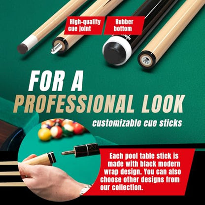 Prosniper Premium Pool Sticks Set of 4 | 58-Inch, 19-Oz Canadian Ashwood Pool Cue with Low-Deflection Shaft & 4 Extra Chalks | Pro-Grade Billiard Cue for Home & Bar Play - color: Black