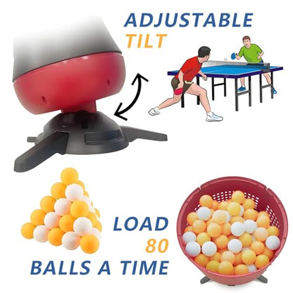 Automatic Ping Pong Ball Launcher Machine,Cordless Control,Table Tennis Serving Robot,Speed Spin Frequency Adjustable,for Practice Training Main - size: Ma"