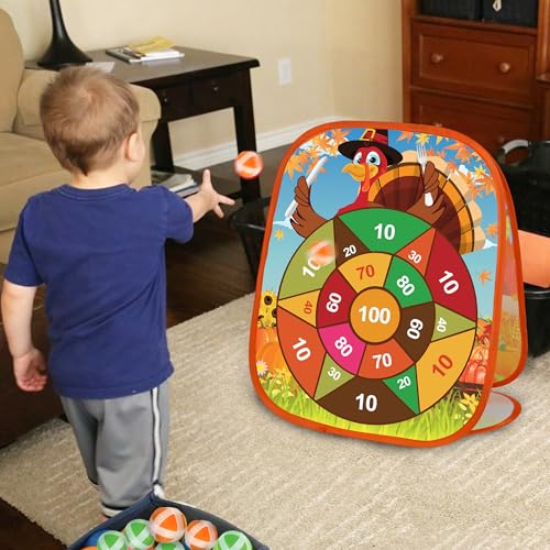 Fall Thanksgiving Bean Bag Toss Games for Kids, Fall Festival Party Games Outdoor Indoor Turkey Dart Board for Kids Carnival Games Toys Thanksgiving Party Favors for Boys Girls Family Yard Games
