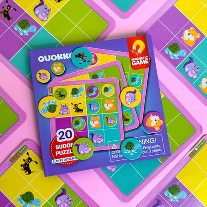 QUOKKA Magnetic Sudoku Toddler Puzzles Ages 2-4 - 20 Pieces Puzzles for Kids Ages 4-6 - Games for Kids Ages 3-5 Sudoku Book with 3 Levels: Easy, Medium, Hard - Educational Portable Travel Game - style: 11. 20 PCS ANIMALS