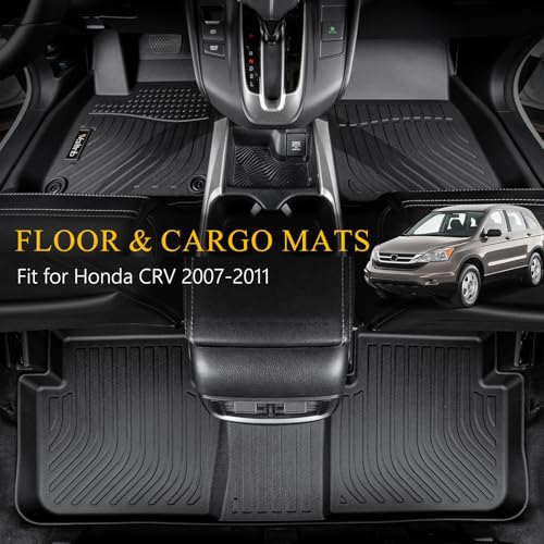 Wailtnb-All Weather Floor Mats & Cargo Liner for Honda CRV 2007-2011 Custom Fit Honda CRV 2007-2011 Waterproof Durable Easy to Clean Accessories - style: 44|For Honda CRV | 2007-2011 | Set