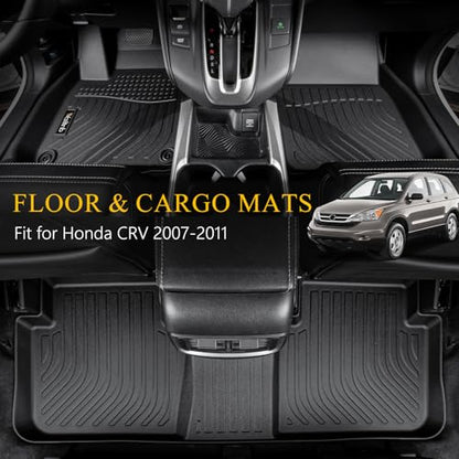 Wailtnb-All Weather Floor Mats & Cargo Liner for Honda CRV 2007-2011 Custom Fit Honda CRV 2007-2011 Waterproof Durable Easy to Clean Accessories - style: 44|For Honda CRV | 2007-2011 | Set
