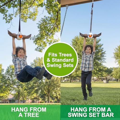 Swurfer Ninja Twister Swing Spins Set - 360° Twist Spin Toy, Swing Sets Accessories for Backyard, Kids Outdoor Play Toys, Slackline Attachment, Easy Install, Adjust Height, Durable,Up to 300lbs Eagle - style: Eagle