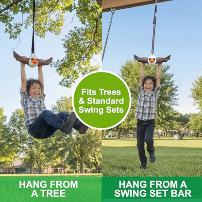 Swurfer Ninja Twister Swing Spins Set - 360° Twist Spin Toy, Swing Sets Accessories for Backyard, Kids Outdoor Play Toys, Slackline Attachment, Easy Install, Adjust Height, Durable,Up to 300lbs Eagle - style: Eagle