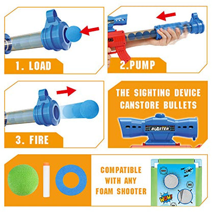 SpringFlower Shooting Game Toy for 6 7 8 9 10+ Years Olds Boys,2pk Foam Ball Popper Air Toy Guns with Standing Shooting Target,24 Foam Balls, for Kids