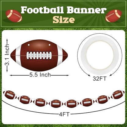 4 Pack Football Party Decorations, 32 PCS Football Cardboard Pre-Assemble Game Day Party Football Banner Garland for Bowl Game Day Sports Themed Party Supplies Birthday Cutouts Banner Decor - style: Football