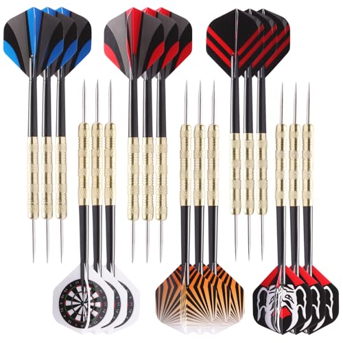 MaxMau 18 pcs Steel Tip Darts Set for Dartboard Metal Point PVC Dart Flights