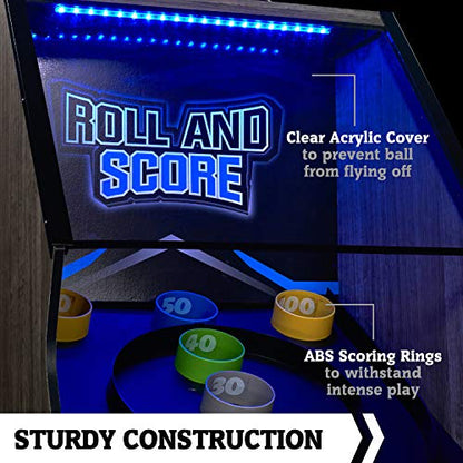 Hall of Games Roll & Score Multiple Styles Arcade Game Collection, Durable & Stylish Designs with Game Balls, Perfect for Family Game Rooms - style: Updated Version - 108"(Brown & Blue)