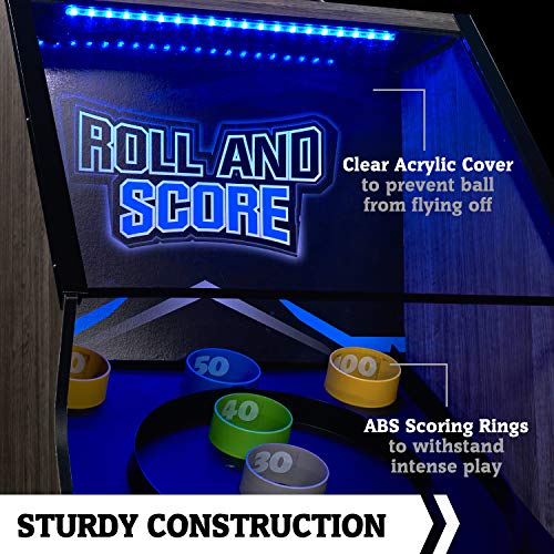 Hall of Games Roll & Score Multiple Styles Arcade Game Collection, Durable & Stylish Designs with Game Balls, Perfect for Family Game Rooms - style: Updated Version - 108"(Brown & Blue)