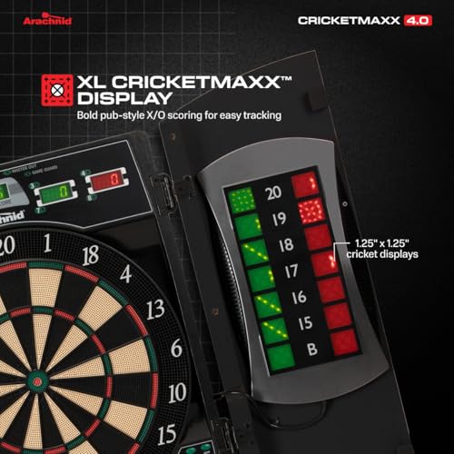 Arachnid Cricket Maxx 4.0 Electronic Dartboard Set, Black