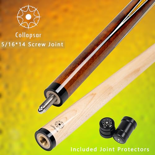 Collapsar CA Pool Stick with 1X1 Hard Case,58" Maple Professional Billiard Cue Stick,19-21 oz Pool Cue Set - color: CA010+Joint Protector+Hard Case, size: 20 ounce