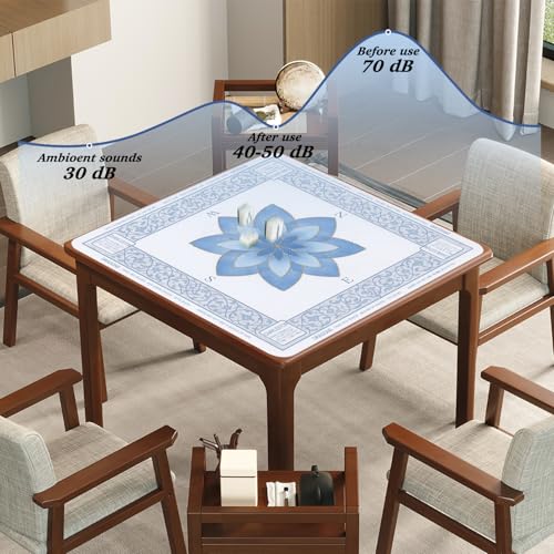 ARELUX Neoprene Mahjong Mat with Carrying Bag 32"x32" No Creases Rolled Shipping American Mat with Charles Rules Anti-Slip & Noise Reduction Table Cover for Poker, Card & Board Game(Light Blue) - color: Light Blue