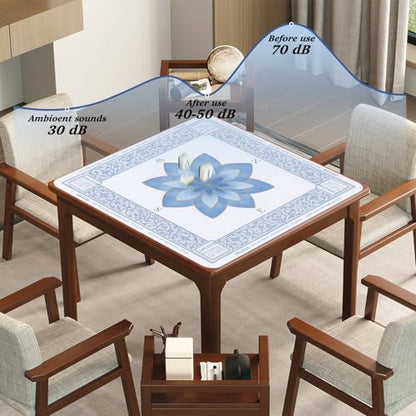ARELUX Neoprene Mahjong Mat with Carrying Bag 32"x32" No Creases Rolled Shipping American Mat with Charles Rules Anti-Slip & Noise Reduction Table Cover for Poker, Card & Board Game(Light Blue) - color: Light Blue