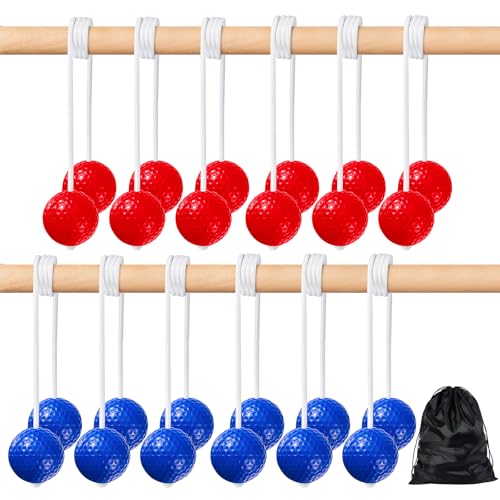 Lenwen 12 Pack Ladder Ball Outdoor Game Ladder Toss Balls Replacement Bolas with Storage Bag for Toss Match Yard Lawn Golf Game, 4 Colors - color: Red, Blue