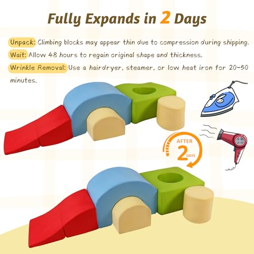 Climbing Toys for Toddlers 1-3 – 5 Pieces Soft Foam Indoor Play Blocks Set for Babies & Kids