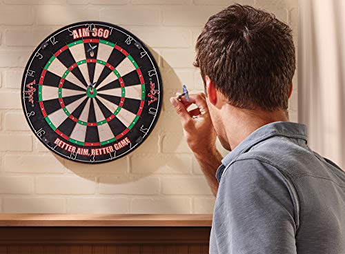 Viper AIM 360 Tournament Bristle Steel Tip Dartboard Set with Staple-Free Razor Thin Metal Spider Wire, Self-Healing Premium-Grade Sisal, Aiming Marks, Movable Target Circles for Focused Training
